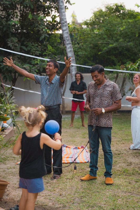 Backyard balloon games on the lawn at Kelani