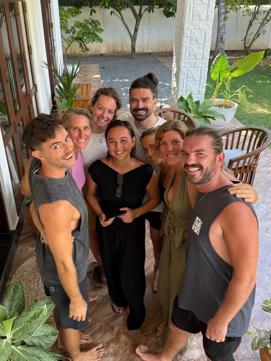 The Kelani family and team together on the terrace in Madiha