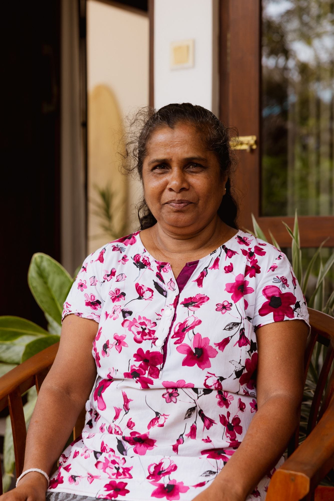 Nirosha, housekeeper at Kelani retreat, on the terrace